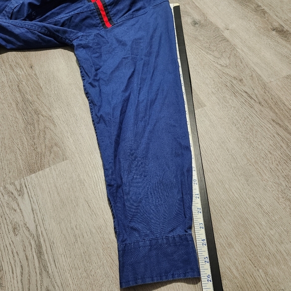 Vintage 90s Tommy Jeans Hilfiger Button Up Shirt Navy Blue Center Stripe Sz XL - Picture 7 of 9